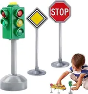Traffic Light Toy - Preschool Activity Set, Kids Traffic Signal Playset | Interactive Toy with Flashing Lights, Small Traffic Light Signs Crosswalk Signal with Lights and Sounds Toy for Children