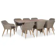 9 Piece Outdoor Dining Set with Cushions Poly Rattan vidaXL
