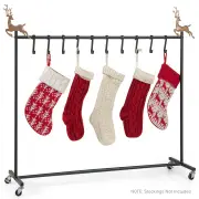 Costway10-Hook Christmas Stocking Holder Stand on Wheels-Black