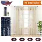 Versatile Neutral Macrame Cotton Window Curtain, 40" W x 95" L, Light-Filtering