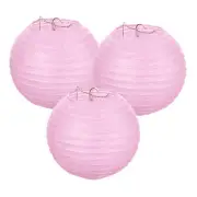 3Pcs Decorative Hanging Round Paper Lanterns 15cm/6", Pink
