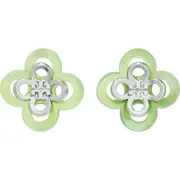 Tory Burch Kira Clover Stacked Stud Earrings in Tory Silver /Mint at Nordstrom One Size Tory Silver/Mint