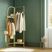 Fin Lagre Gold Coat Rack Thicken Metal Corner Open Closet Stand Living Room Entryway