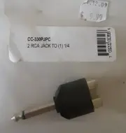 Stageline PC Adapter 2 RCA Jack to (1) 1/4" Inch Item # CC-330PJPC