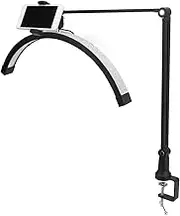 Half Moon Light, 100‑240V 3 Color Temperature Desktop Half Moon Light 1680LM 360 Degree Rotation Black for Beauty Salon (AU Plug)