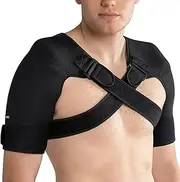 Double Shoulder Brace for Women & Men,Double Sleeve for Sleeping,Adjustable Support for Rotator Cuff,Frozen Shoulder,AC Joint,Labrum Tear,Pain Relief Dual Wrap (S-Gen2)