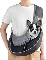 CUBY Pet Sling Carrier - Breathable Mesh Travel for Small Dogs Cats Hands-Free Sling Bag - Adjustable Shoulder Puppy Bag Safe Sling