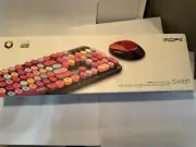 Mofii wireless keyboard and mouse set, color is blue.