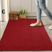 Marlow Front Door Mat, Heavy Duty Non-Slip Rubber Backing for Entrance, Entryway Mats for Shoe Scraper, Dirt Resist Welcome Door Mats, Hallway Runner Rug, Door Mat for Indoor&Outdoor, 90cmx305cm, Red