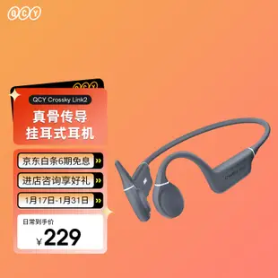 QCY Crossky Link2真骨傳導無線藍芽耳機掛耳式運動開放性不入耳通話降噪適用於全手機 灰色
