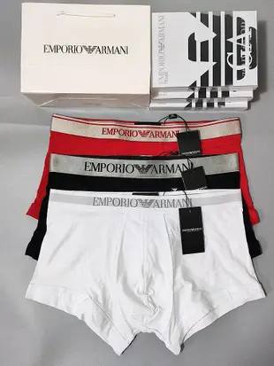 EMPORIO ARMANI春夏男士莫代爾純棉平角內褲中腰單獨禮盒裝