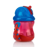 在飛比找Yahoo奇摩購物中心優惠-Nuby 雙耳防漏彈跳吸管水杯240ml-藍紅(12m+)