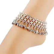 [AKOAK] Vintage Summer Beach Anklet Sexy Silvery Chains Tassels Bell Ankle Bracelets Anklets for Women Barefoot Foot