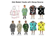 Blanket Hoodie with Sherpa Reverse Green Dinosaur