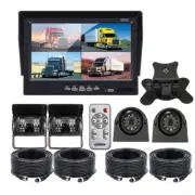 7" Split Screen Quad Monitor 4 Pin 4x IR Side Rear View Backup Camera For Truck