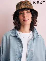 Leopard Print 100% Cotton Bucket Hat Scarf (AN6421) | $26