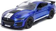 2020 Ford Mustang Shelby GT500 Candy Blue with White Stripes Bigtime Muscle 1/24 Diecast Model Car by Jada 32409