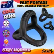 Double Cock Ring Penis Delay Erection Enhancer Male Couples Ball Sling Sex Toy