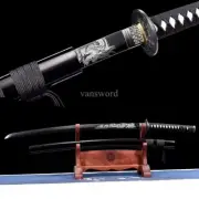 Japanese Samurai Katana 1095 High Carbon Steel Sword Sharp With Black Scabbard.