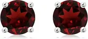 [Angara] Natural Basket-Set Round Garnet Studs in Sterling Silver/10ct/14ct Solid Gold for Women | January Birthstone Jewellery
