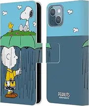Head Case Designs Officially Licensed Peanuts Charlie, Snoppy & Woodstock Halfs and Laughs Leather Book Wallet Case Cover Compatible with Apple iPhone 13