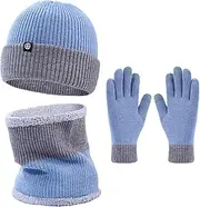 [Generic] Scarf Gloves Hat Set for Women Autumn Winter Warm Hat Scarf Gloves Three Piece Plush Knitting Wool Hat Cold Proof Headgear Hat Scarf Gloves Set Women