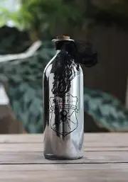Halloween Decorative Potion Bottle Silver Glass Spider Cider with Cork & Lace