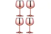 4Pcs Stainless Steel Stemmed Wine Glasses Shatter Proof Unbreakable Wine Goblets-Rose Gold