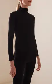 [The Row] Patti Knit Zip-Up Turtleneck Top
