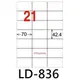 【1768購物網】LD-836-W-B 龍德(21格) 白色三用電腦貼紙-42.4x70mm - 1000張/箱 (LONGDER)