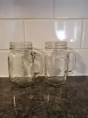 Clear Mason Drinking Mug Glasses W/ Handle 15 Oz Jar