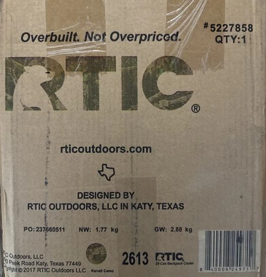 RTIC 20 Can Insulated Backpack Soft Cooler - Camo, Free Shipping!