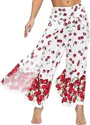 [WLHZD] Womens Slit Wide Leg Pants-Casual Hippie Bohemian Pilate Beach Boho Baggy Yoga Pants