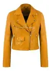 Ladies Brando Slim Fit Retro Biker Short Body Fashion Leather Jacket Emma Watson