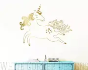 Unicorn Wall Decal, Gold Vinyl Wall Decal, Unicorn Decal, Kids Wall Decal