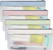 DACUAN 4 Pack Clear Pencil Pouch with Zipper, Transparent Zipper Pouch Bags, Multi-Purpose Zippered Pen Holder Pencil Case, Cosmetic Makeup Bag for Stationery Classroom Office Organizer