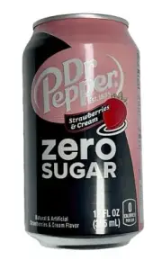 Strawberries & Cream Dr Pepper ZERO SUGAR Soda Can, 12 oz LIMITED EDITION