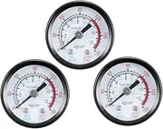 uxcell Back Mount Pressure Gauge, 0-180 psi/kPa Dual Scale, 1-25/64" Dial Display, 1/8" NPT Male for Air Compressor Water Oil Gas 3pcs
