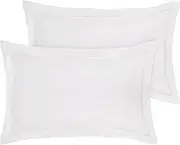 ROYALE LINENS Pillow Shams 2 Pack Euro Size 26x26 Inch - Brushed 1800 Microfiber - Bed Pillow Shams, Wrinkle Resistant Super Soft and Cozy - Back Overlap Closure - Oxford Pillowcase (Euro, White)