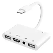 iPhone Adapter Live Streaming HDMI TV Dual USB Female OTG Charging Port Connectivity Video Audio Screen Mirroring Device