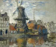 Claude Monet - The Windmill on the Onbekende Gracht Fine Art Print on Canvas 36"