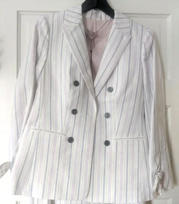 sz 8 NWT REBECCA TAYLOR Blazer Lightweight Jacket Purple Lilac Striped Women