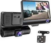 Dash Cam, 1296P 3 Channels Car Dash Camera 4 in Front inside and Rear Camera Car