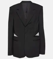 [Dion Lee] Dion Lee Lace-trimmed cutout wool blazer AU 12 black