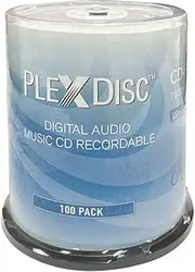 PlexDisc 100 PK 52x 700 MB Digital Audio Music CD-R Disc for Reliable Audio Recording and Playback