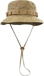 [Clakllie] Reversible Boonie Hat Washed Cotton Bucket Hats Packable Outdoor Fishing Hunting Cap with Adjustable Chin Strap