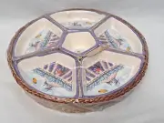 NOS 94' Divided Dish Serving Tray Ceramic Wicker French Country Farm HP France