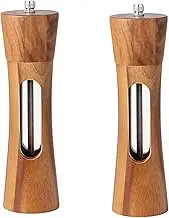 Salt and Pepper Grinder Set Wooden Adjustable Coarseness Spice Shaker Refillable Manual Pepper Mill with Ceramic Rotor