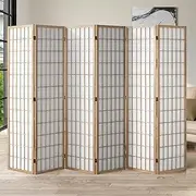 Oikiture 6 Panel Room Divider Folding Privacy Portable Screen Wood