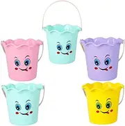iplusmile 5Pcs Portable Beach Sand Buckets Pails for Water Play and Sand Digging for Outdoor Activities and Summer Fun